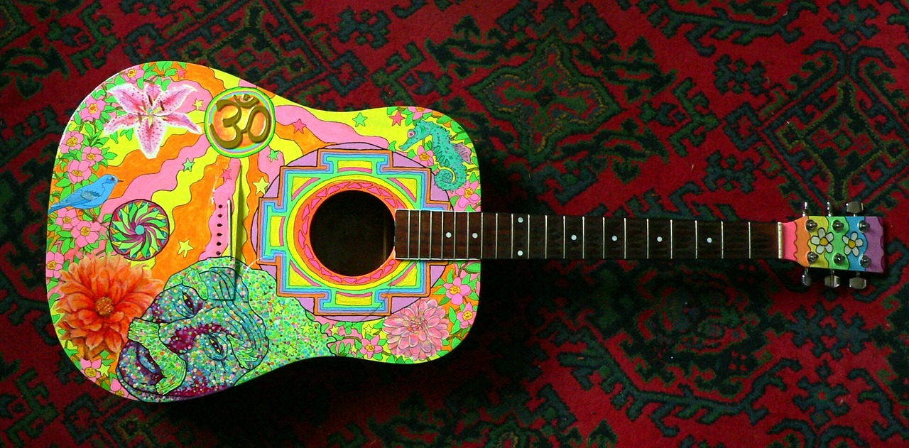 acoustic guitar hippie guitar free photo