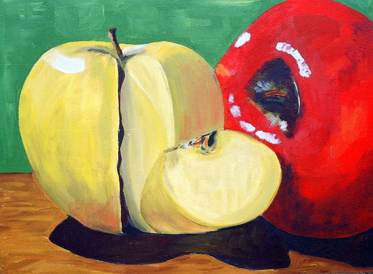 acrylic apples painting artwork free photo