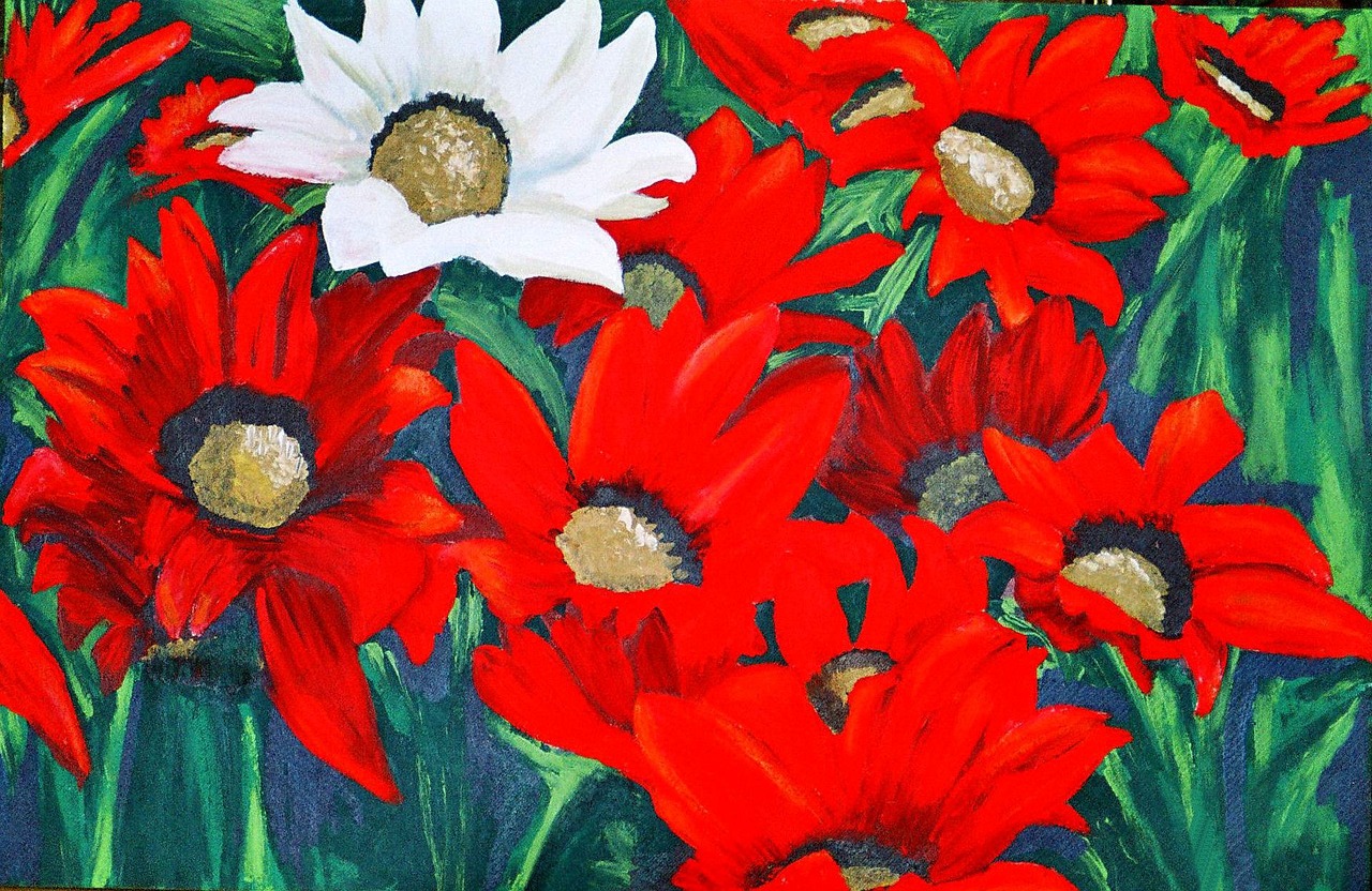 acrylic daisies painting creative free photo