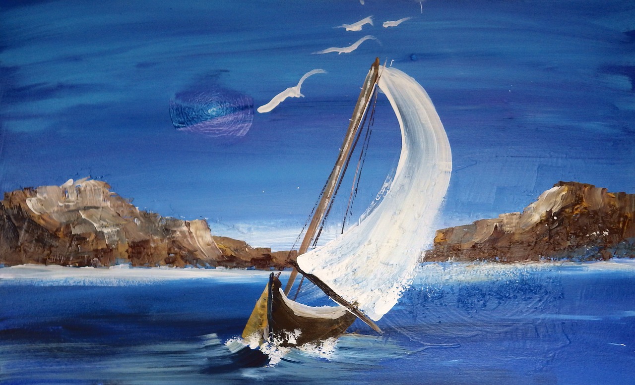 acrylic painting ship sea free photo