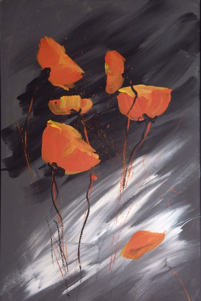 acrylic painting own production poppies free photo