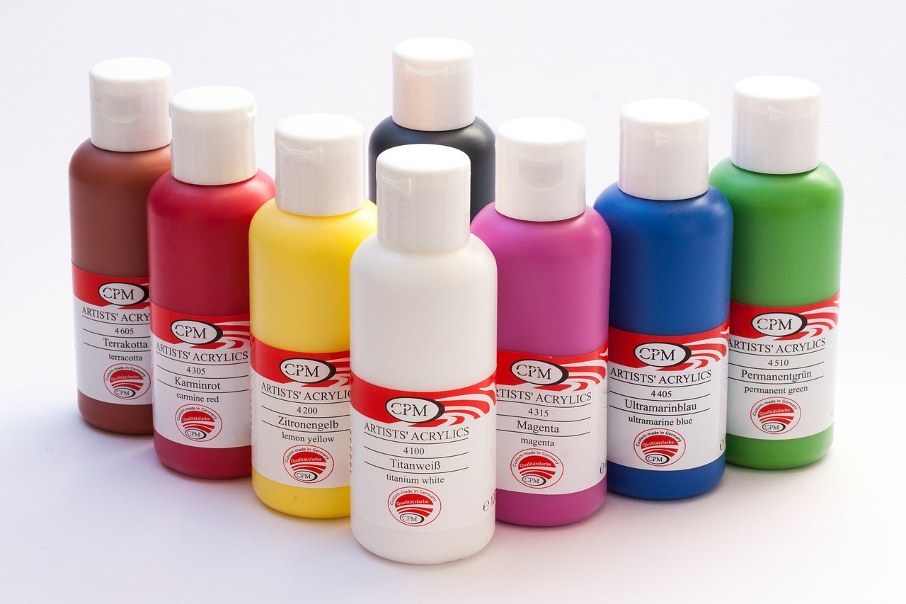 acrylic paints color bottles free photo
