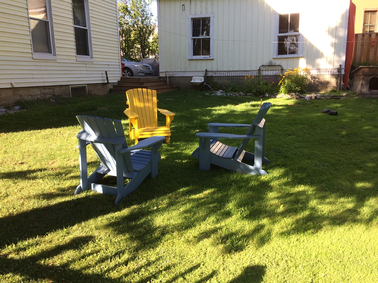 adirondack chairs shadows relaxation free photo