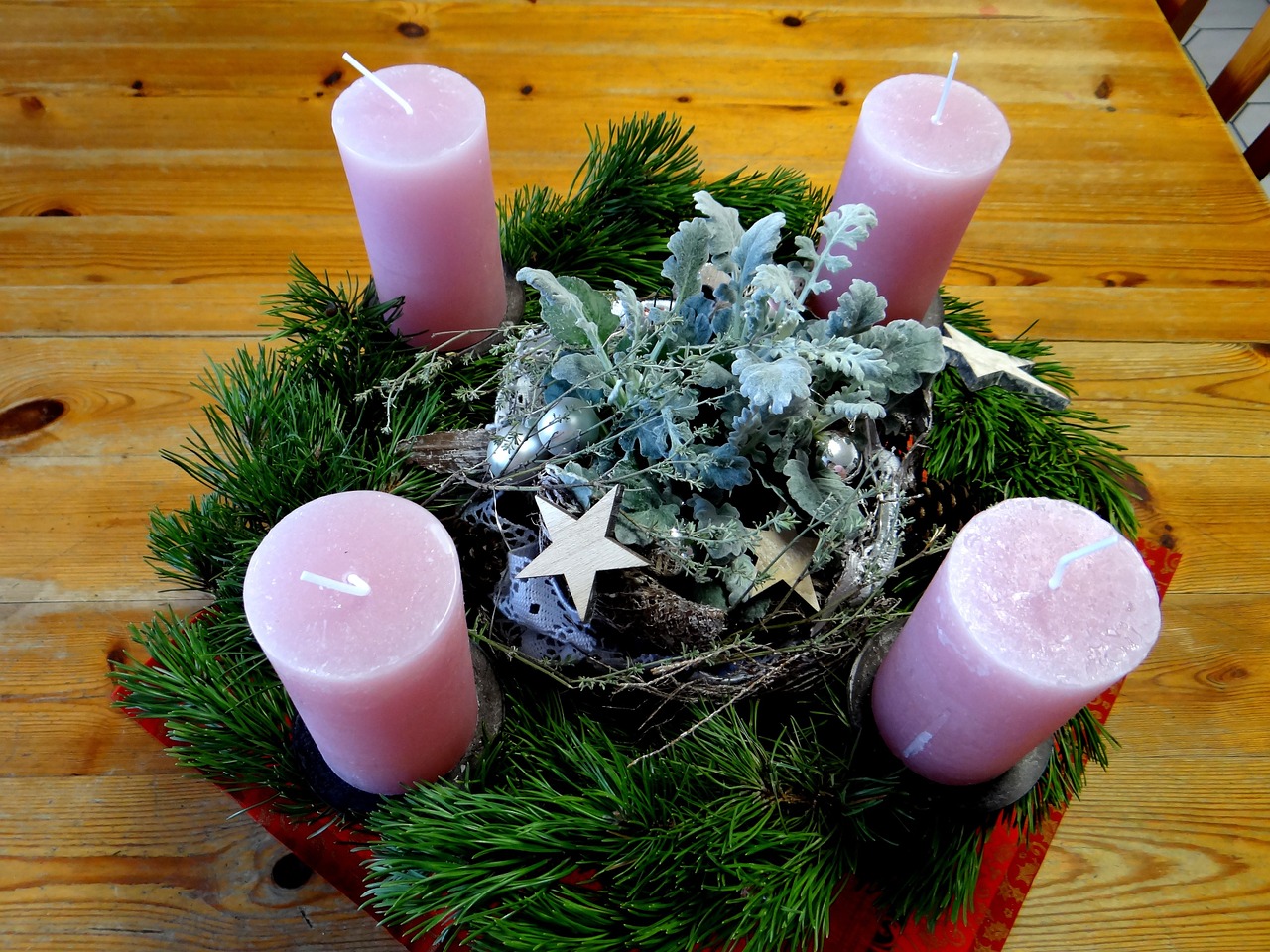 advent wreath pink candles lights free photo