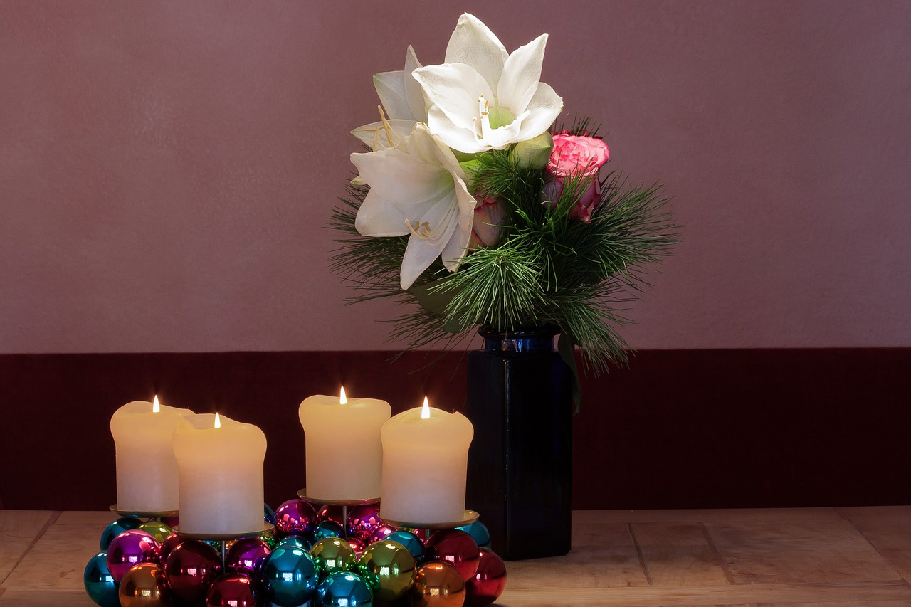 advent wreath amaryllis white free photo
