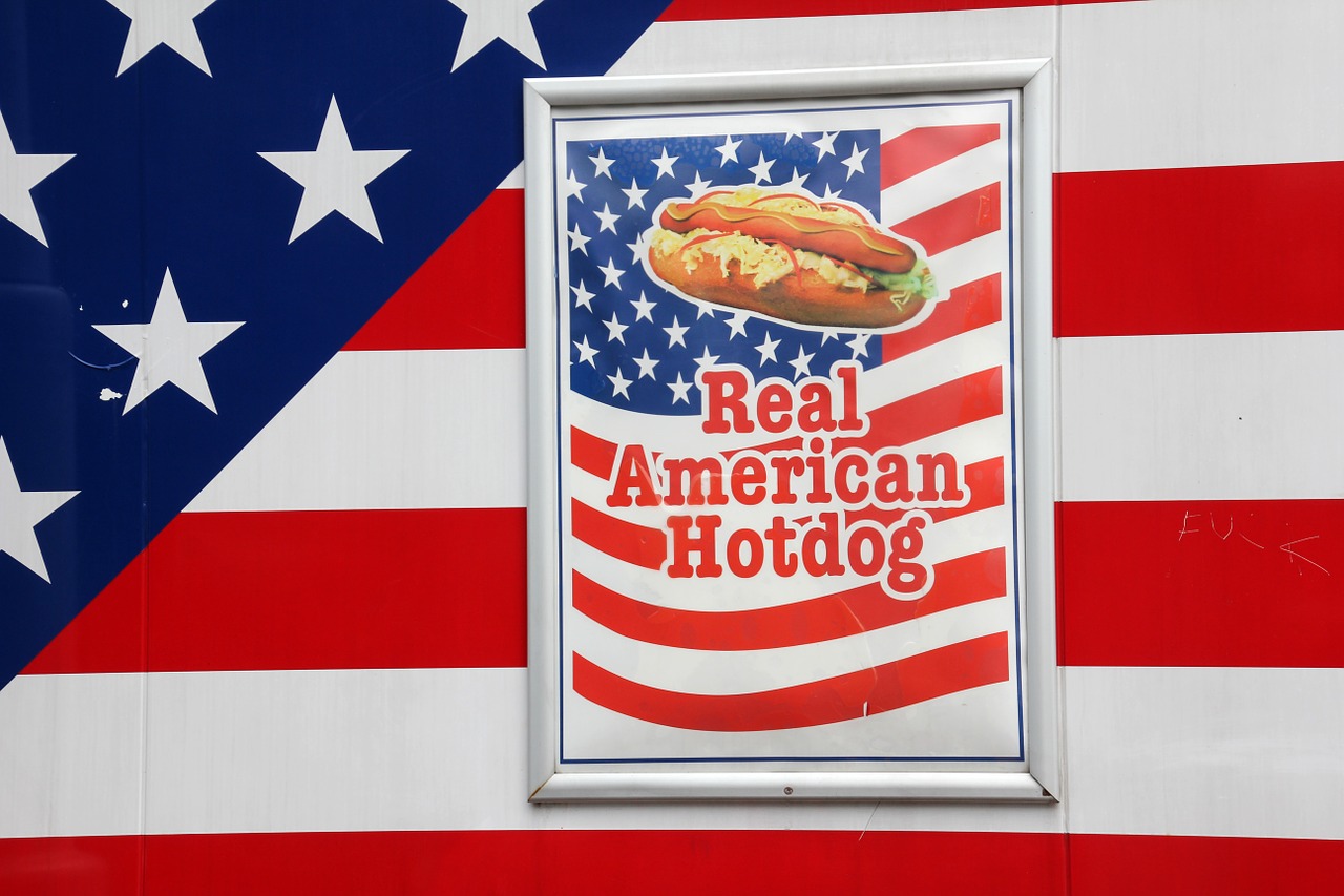 advertising real american hotdog flag free photo