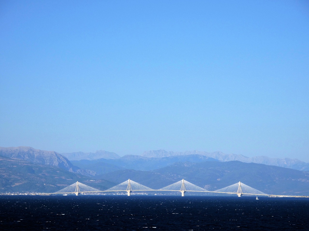 aegean sea bridge blue mood free photo