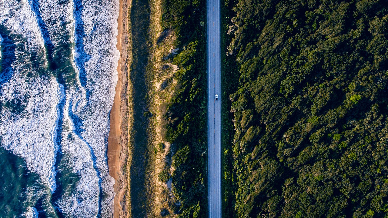 aerial land water free photo