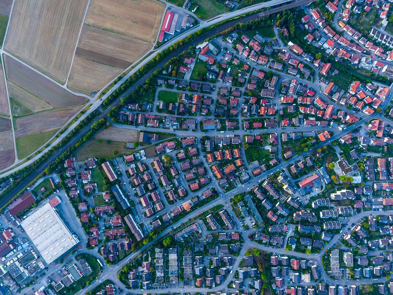 aerial view houses free photo