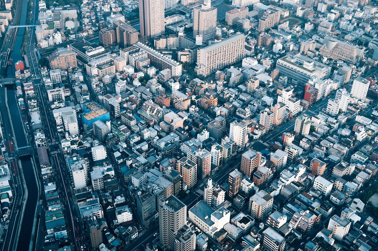 aerial view buildings free photo