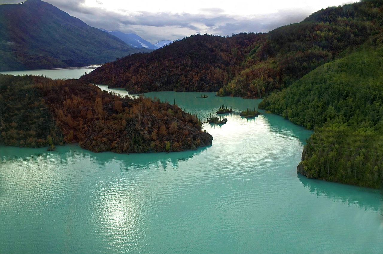 aerial landscape river mountains free photo