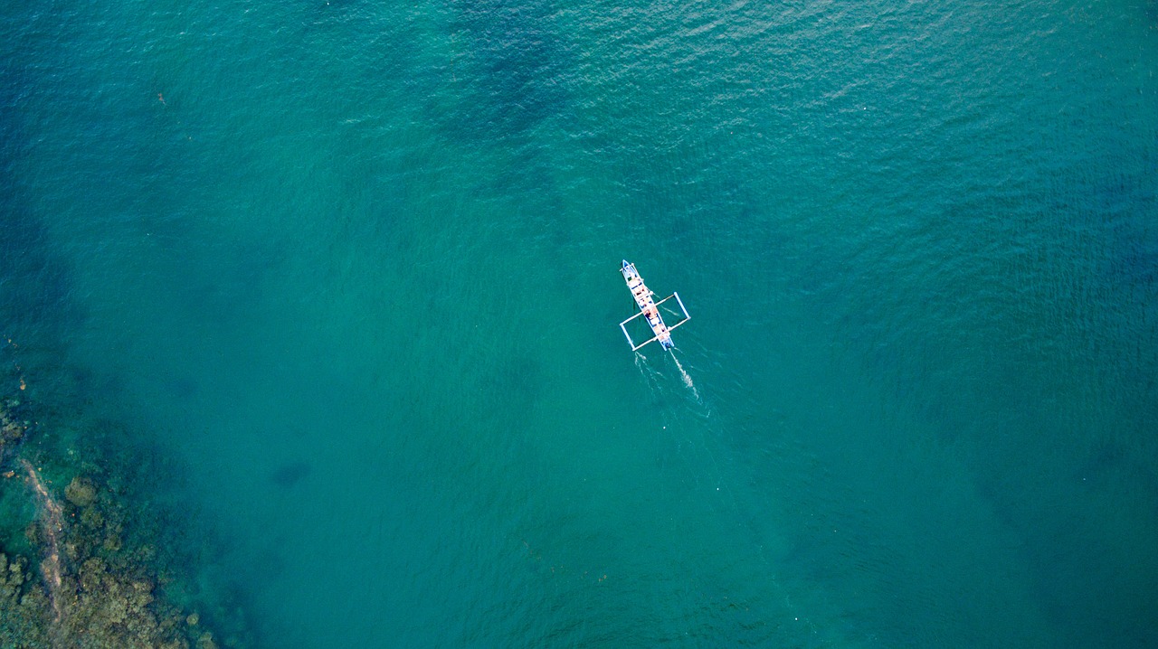 aerial photo sea blue fishermen free photo