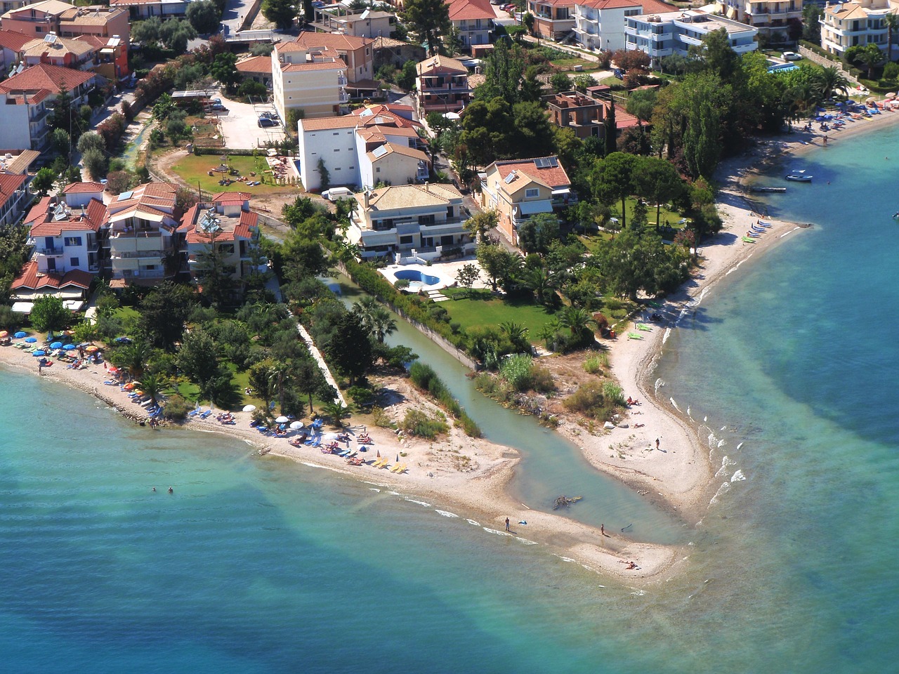 aerial photograph lefkada nidri free photo