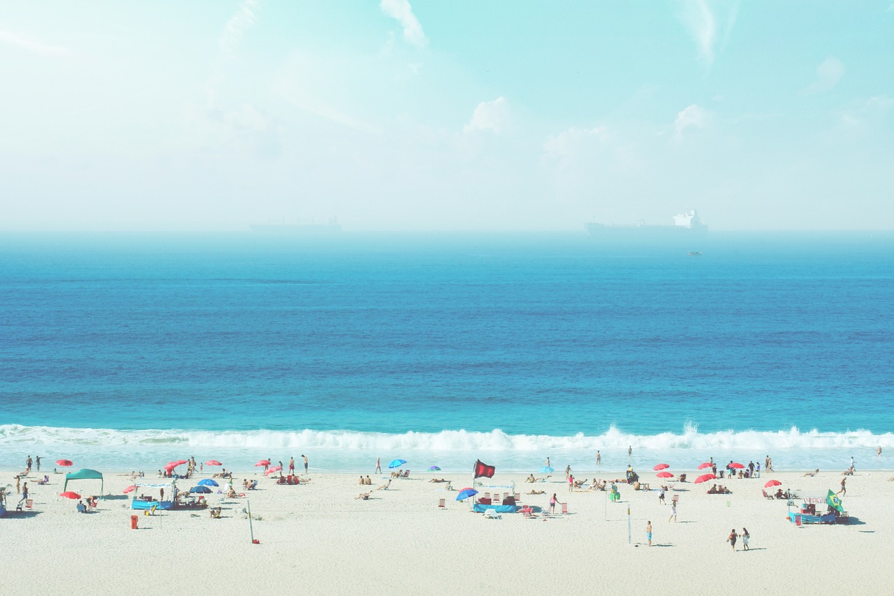 aerial view beach people beach free photo