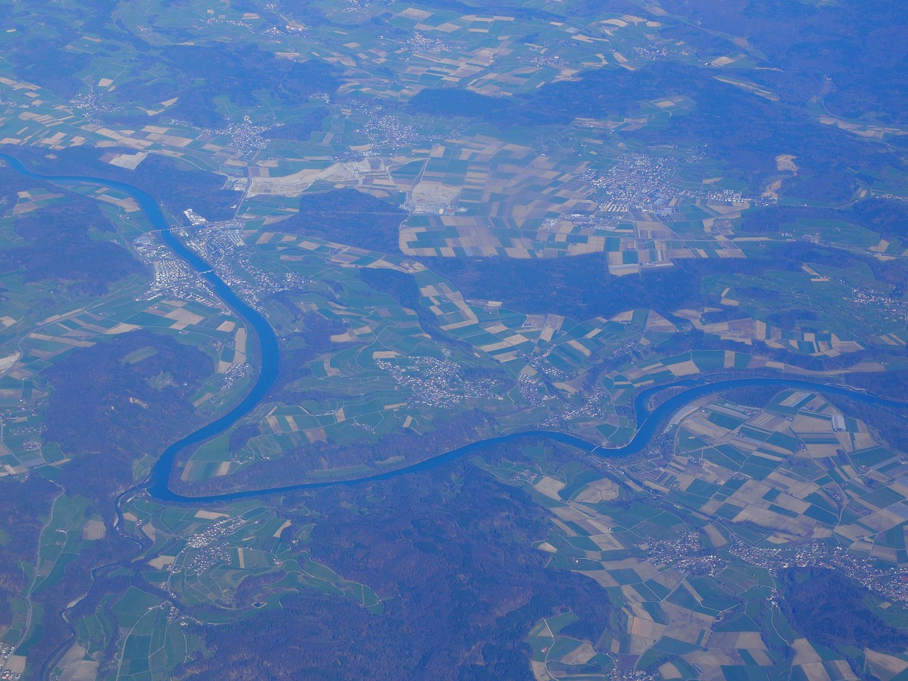 aerial view luftbildaufnahme river free photo