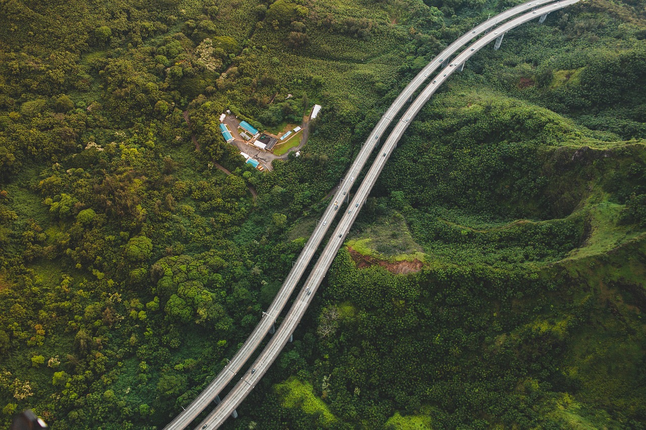aerial view highway landscape free photo