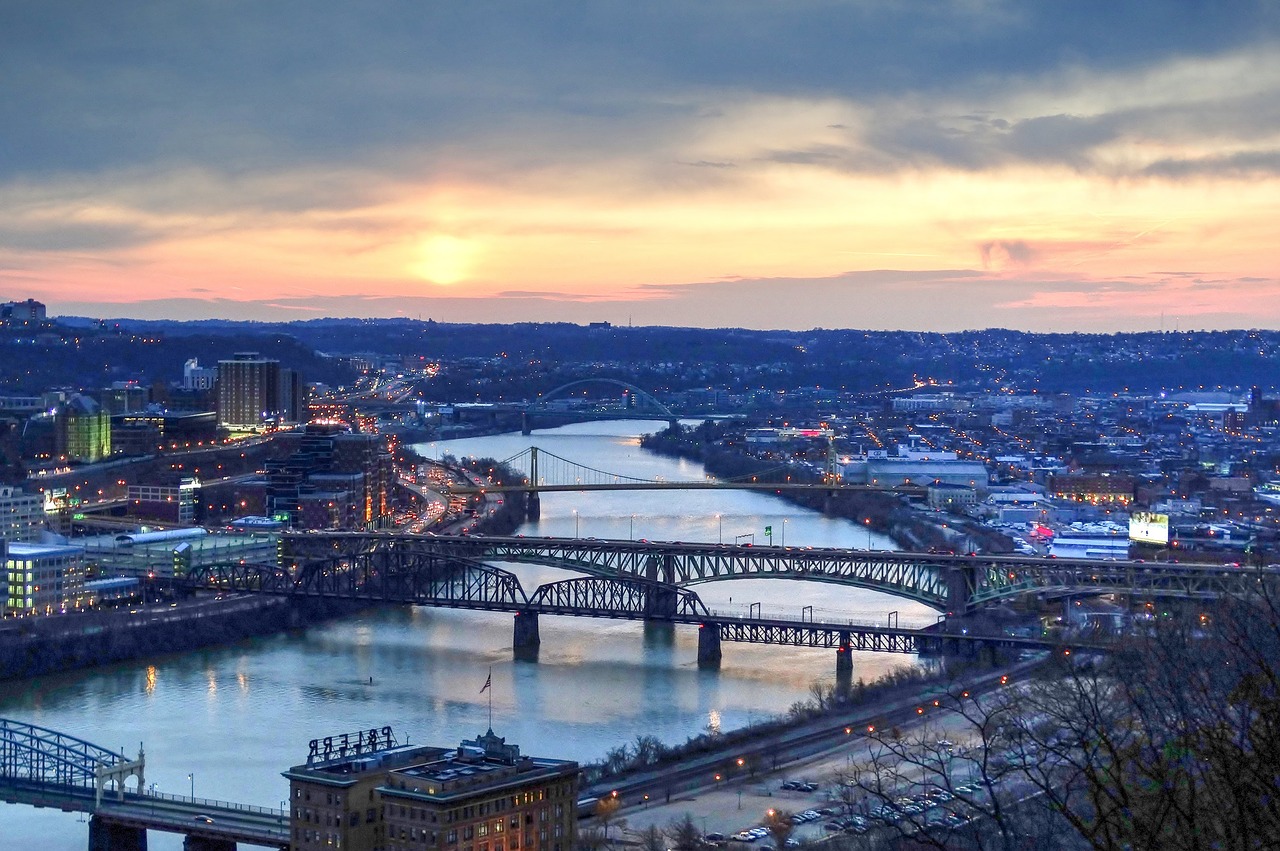 aerial view river cityscape free photo