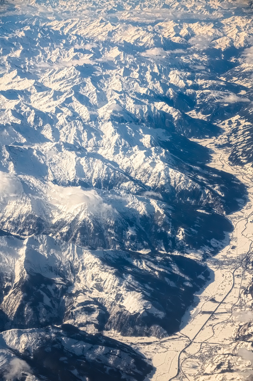 aerial view alpine mountains free photo
