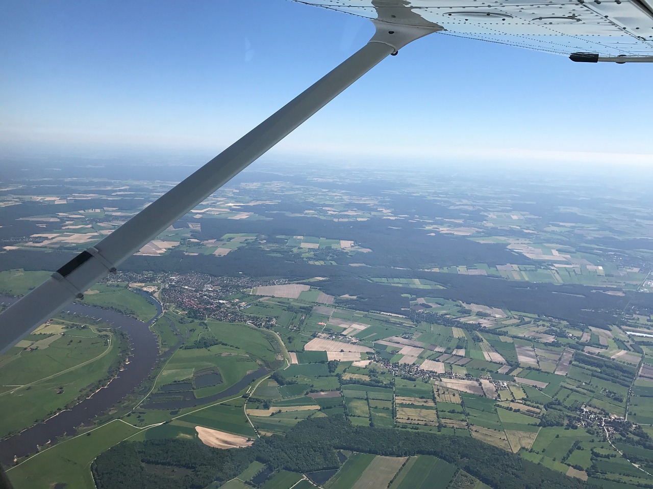 aerial view aircraft wing free photo