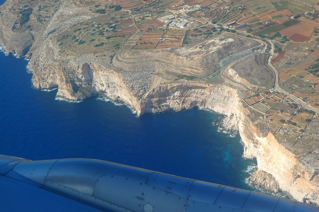 aerial view cliffs dingli cliffs free photo