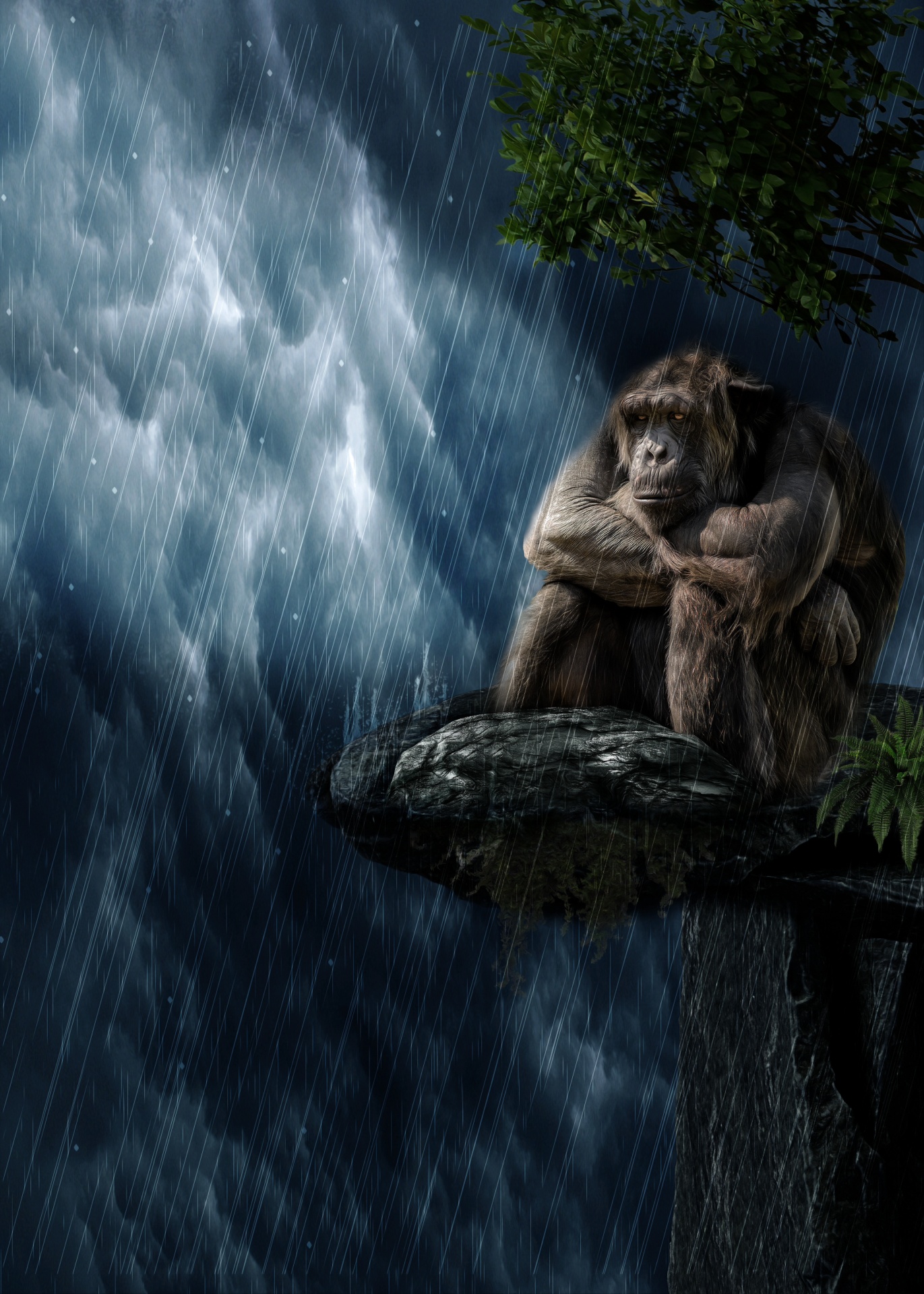 rain monkey mammal free photo