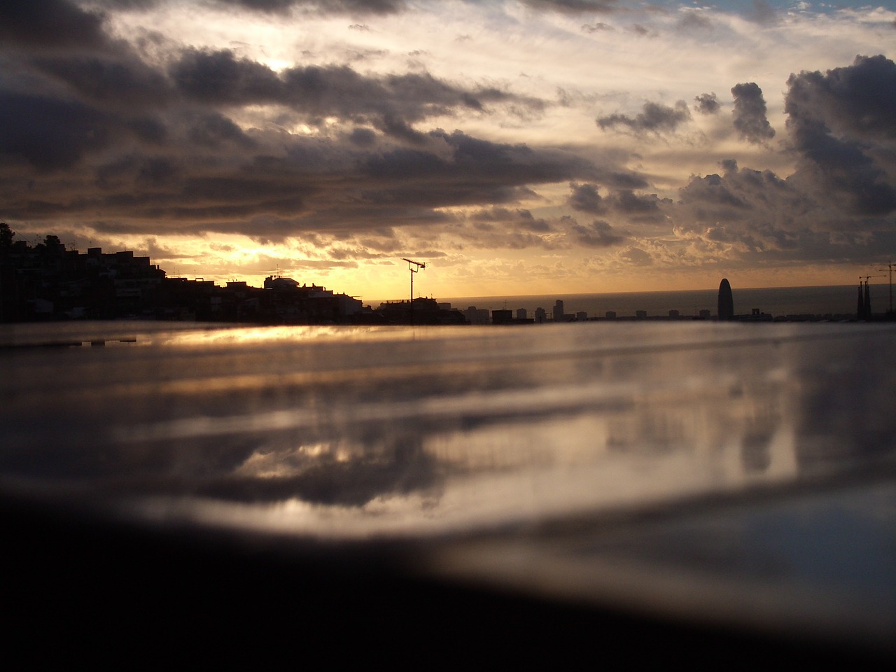 after the rain on terrace dawn skies free photo