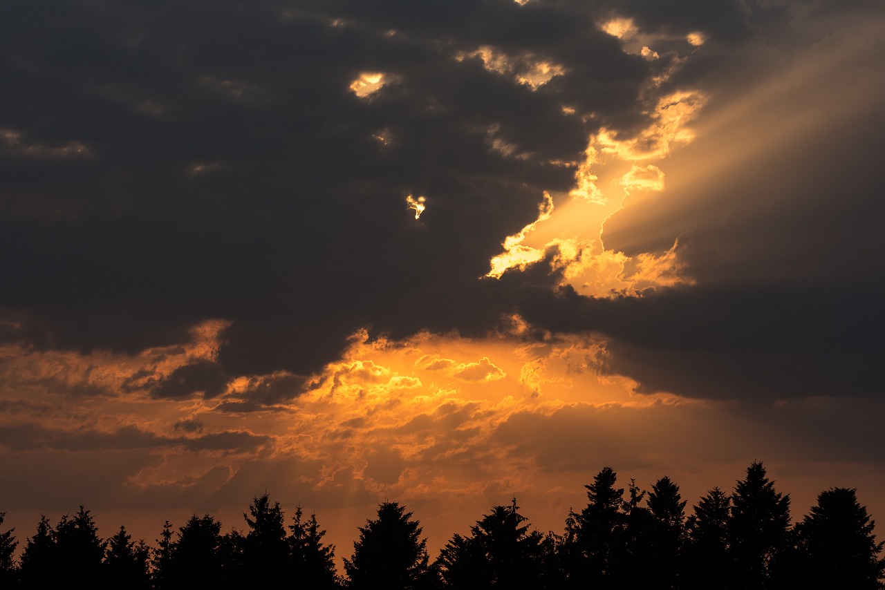 after the thunderstorm sunset clouds free photo