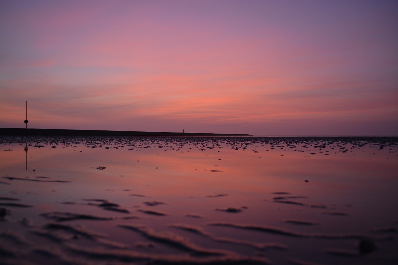 afterglow evening sky north sea free photo