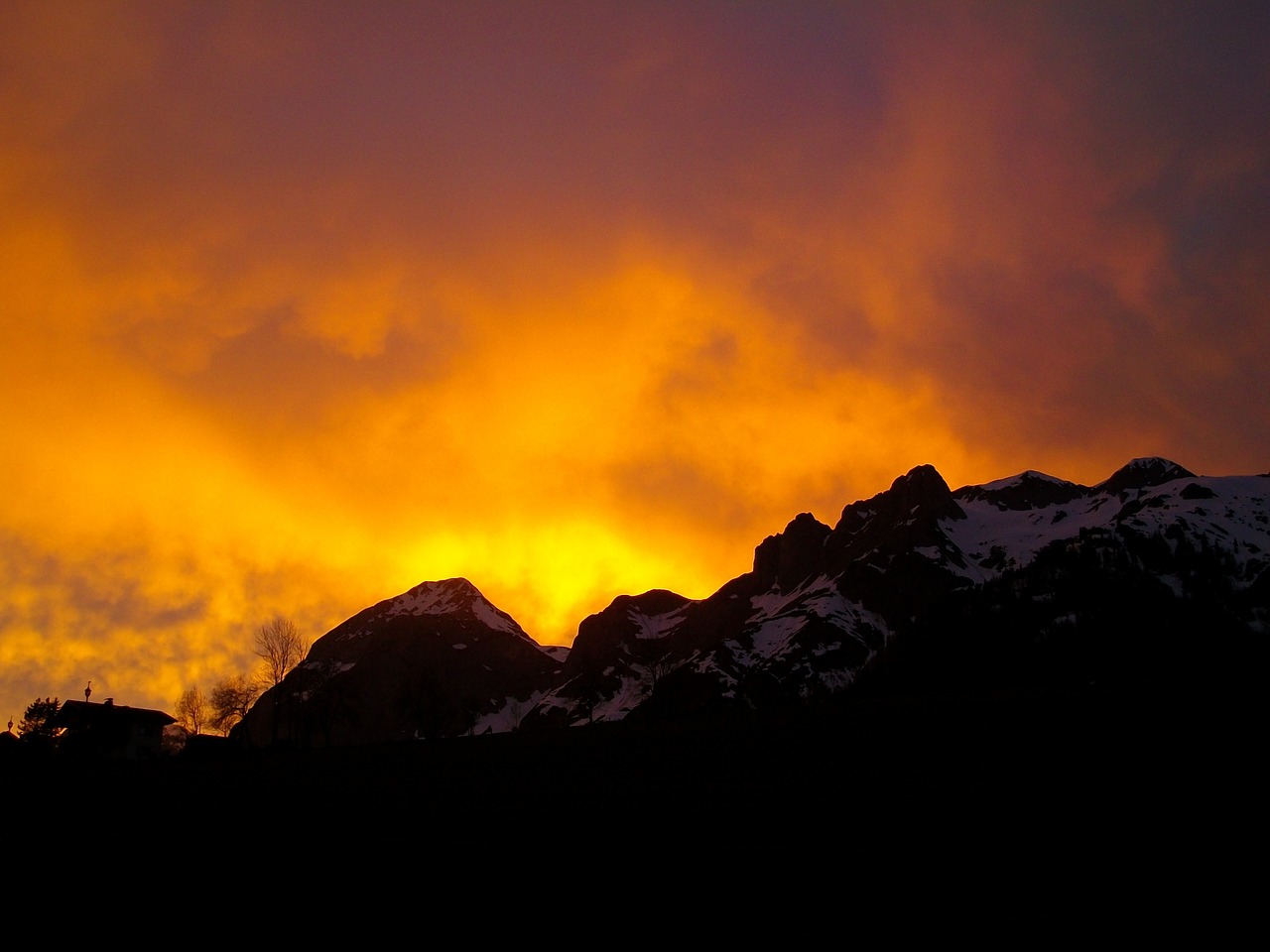 afterglow mountain sunset free photo