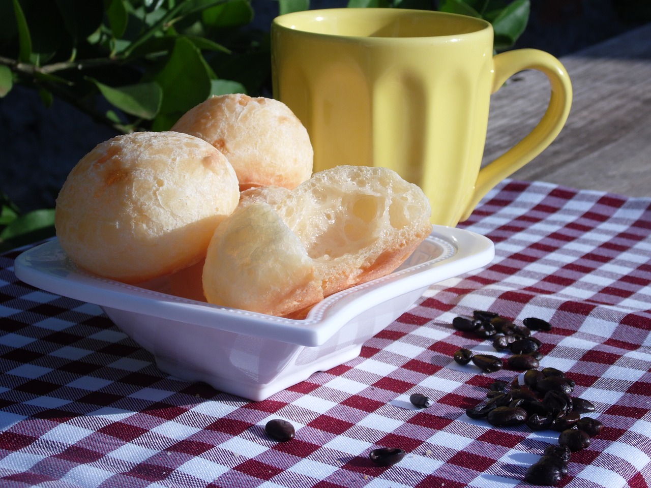 afternoon coffee  breakfast  cheese bread free photo