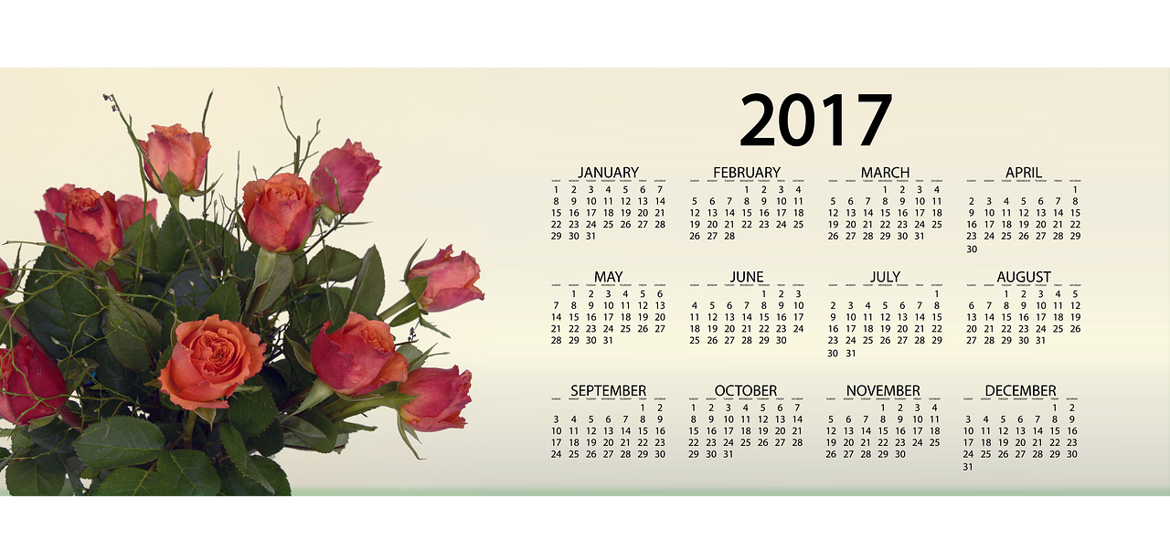 agenda calendar roses free photo