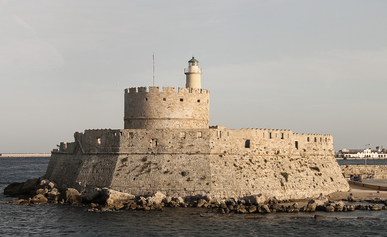 agios nikolaos castle  mandraki  port free photo