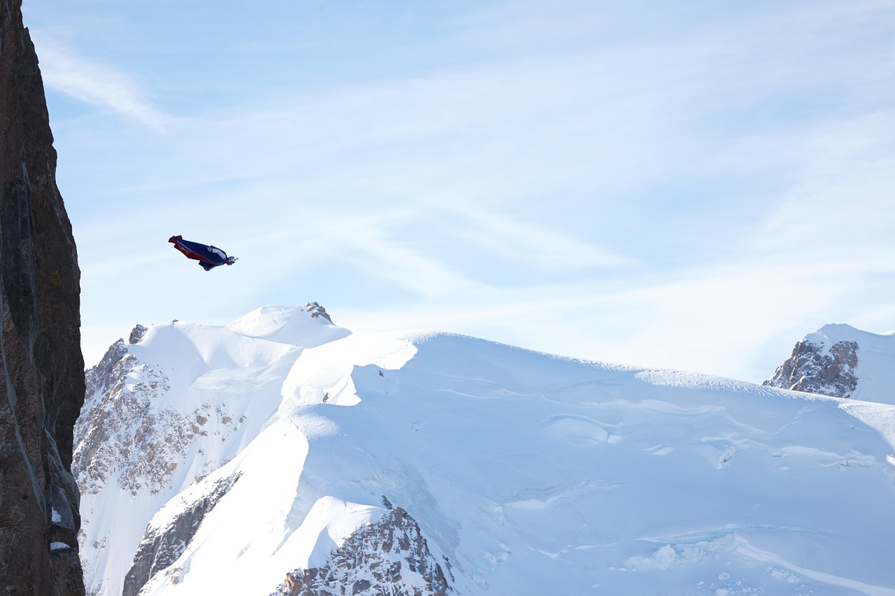 aiguille du midi wingsuit mountains free photo