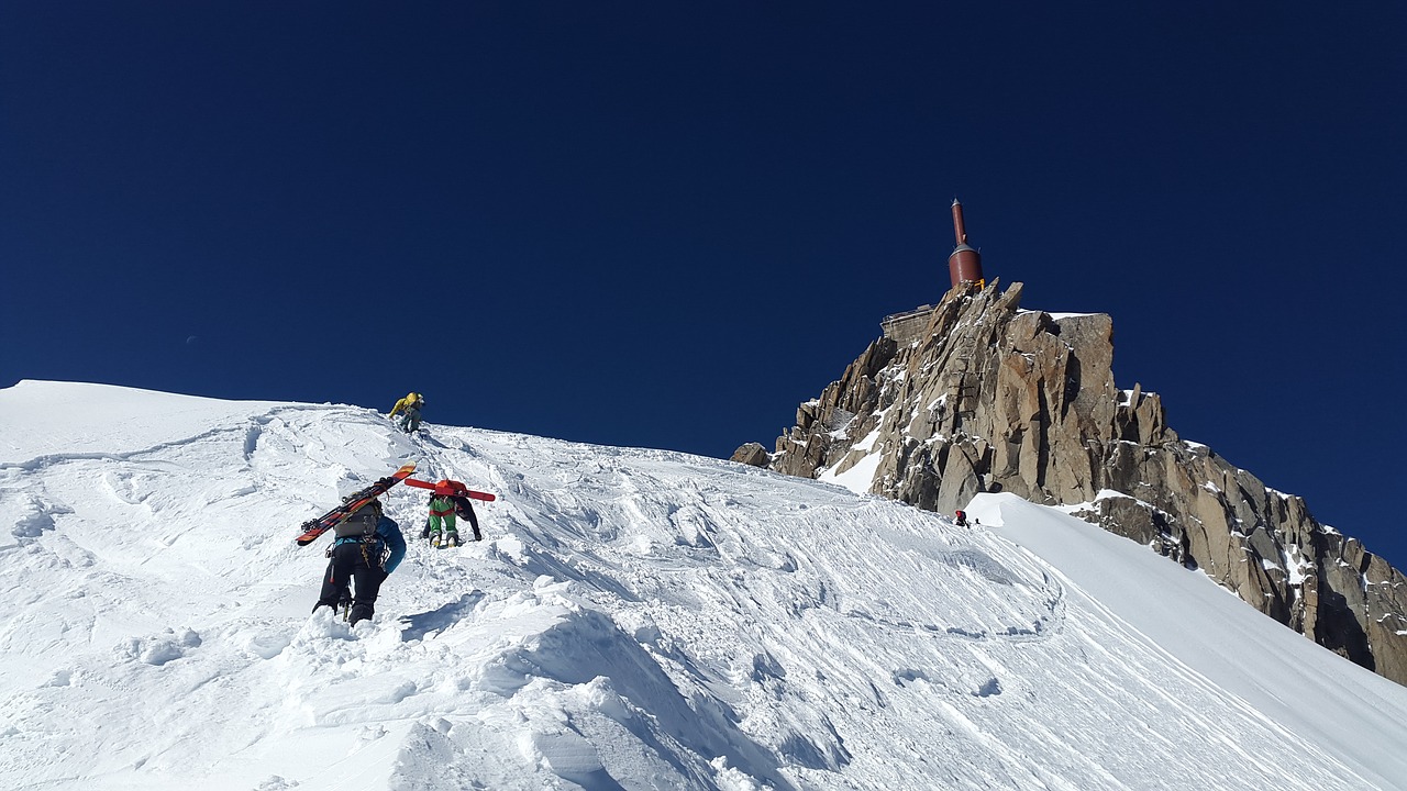 aiguille du midi mountaineer backcountry skiiing free photo