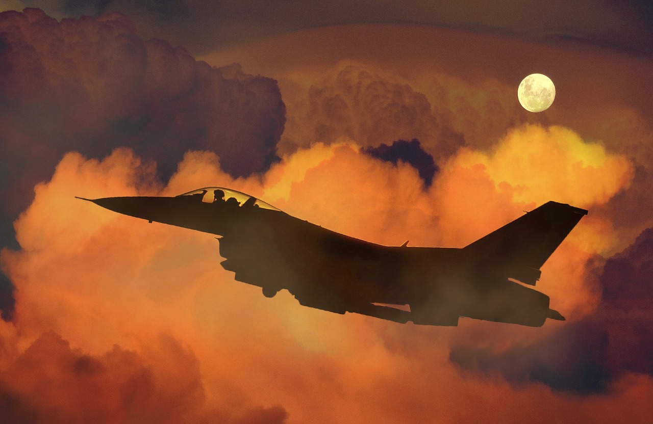 air plane fighter night sky free photo