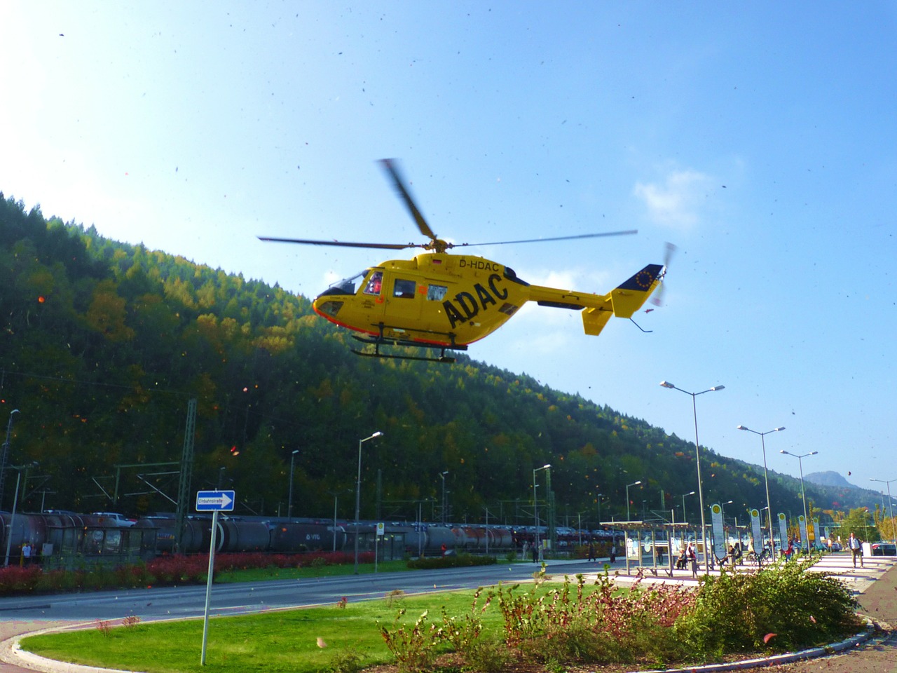 air rescue landing adac free photo