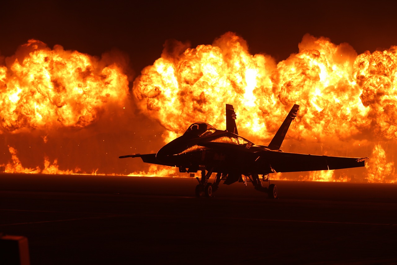 air show flames pyrotechnics airplane free photo