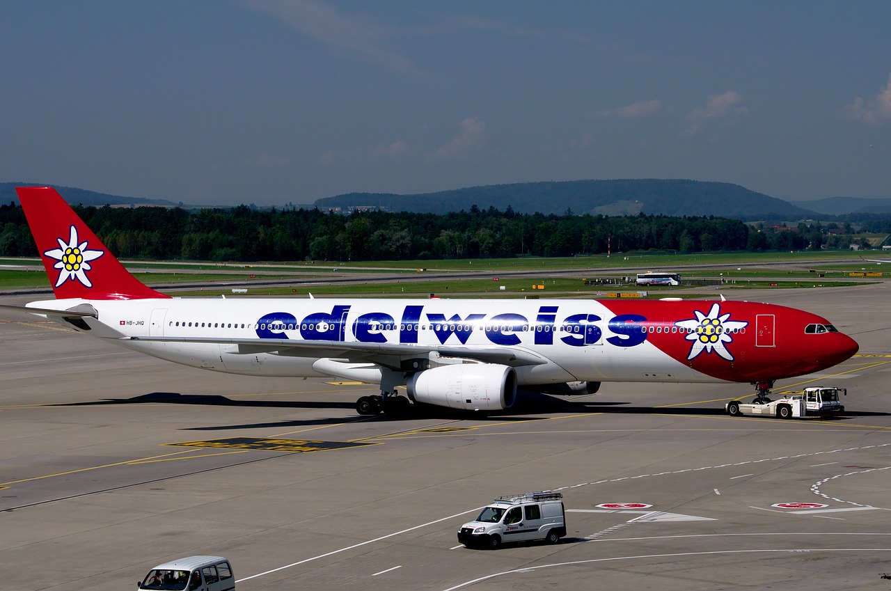 airbus a330 edelweiss airport zurich free photo