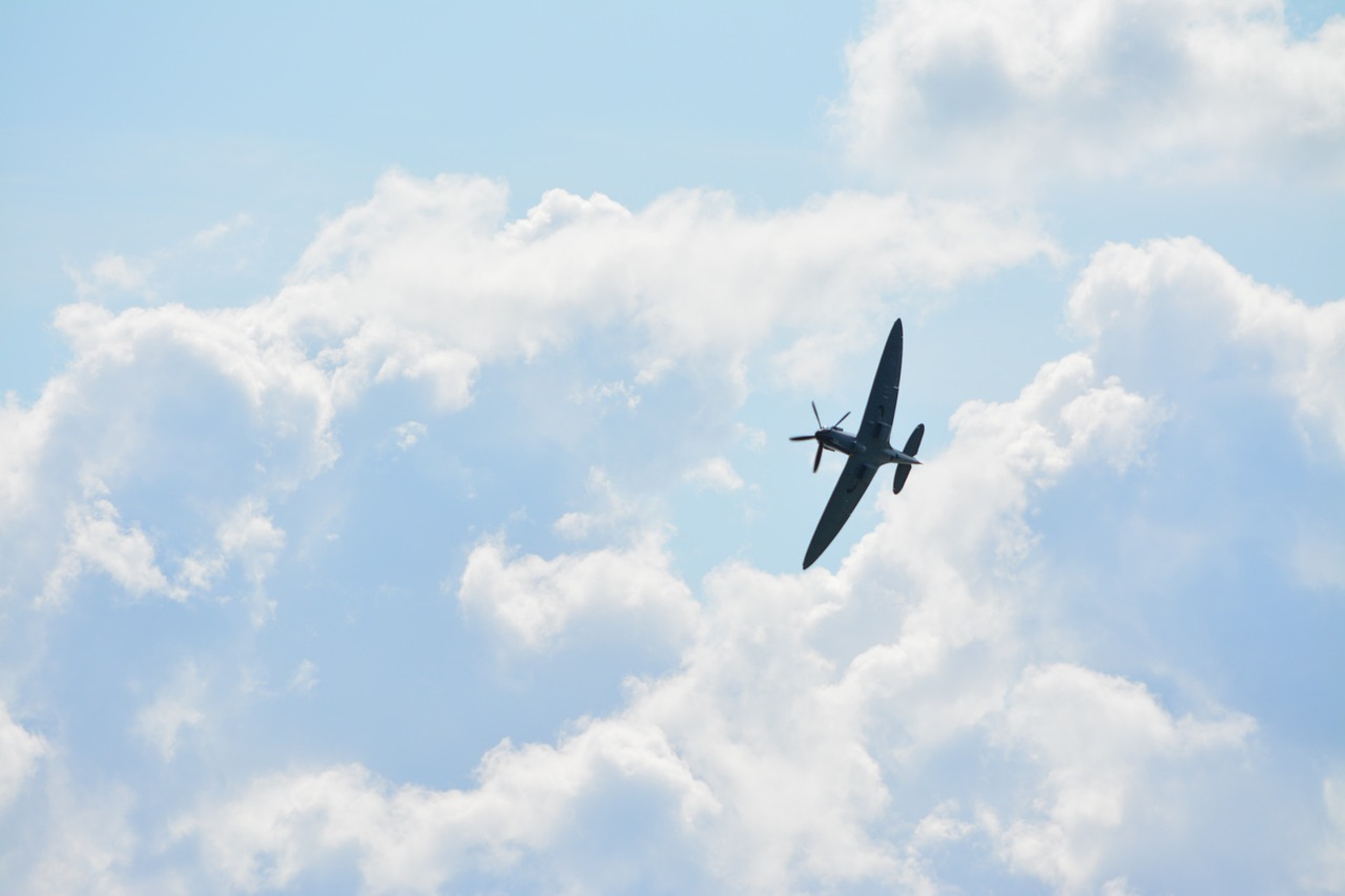 aircraft clouds summer free photo