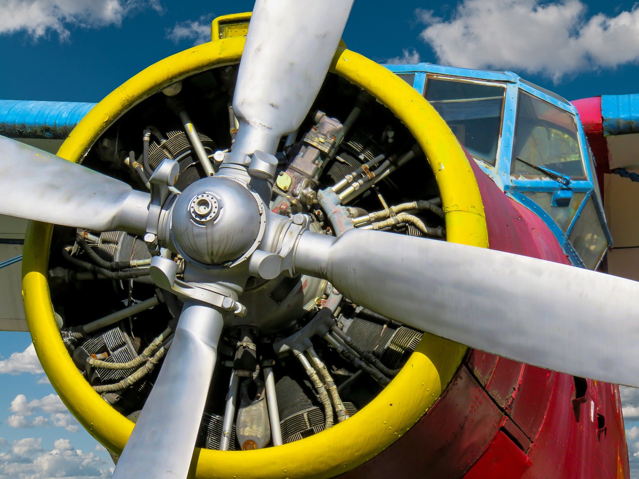 aircraft double decker propeller plane free photo