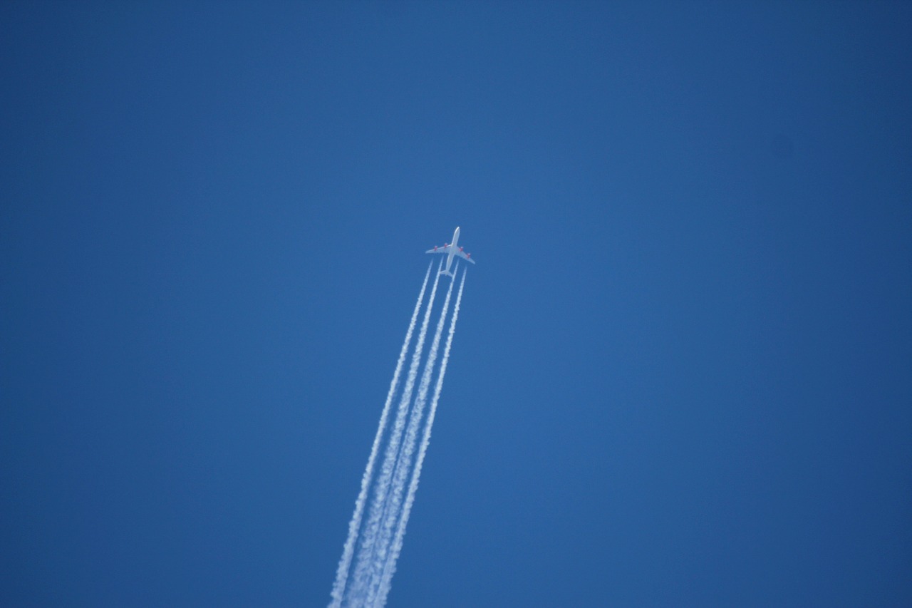 aircraft on a jet plane trace free photo
