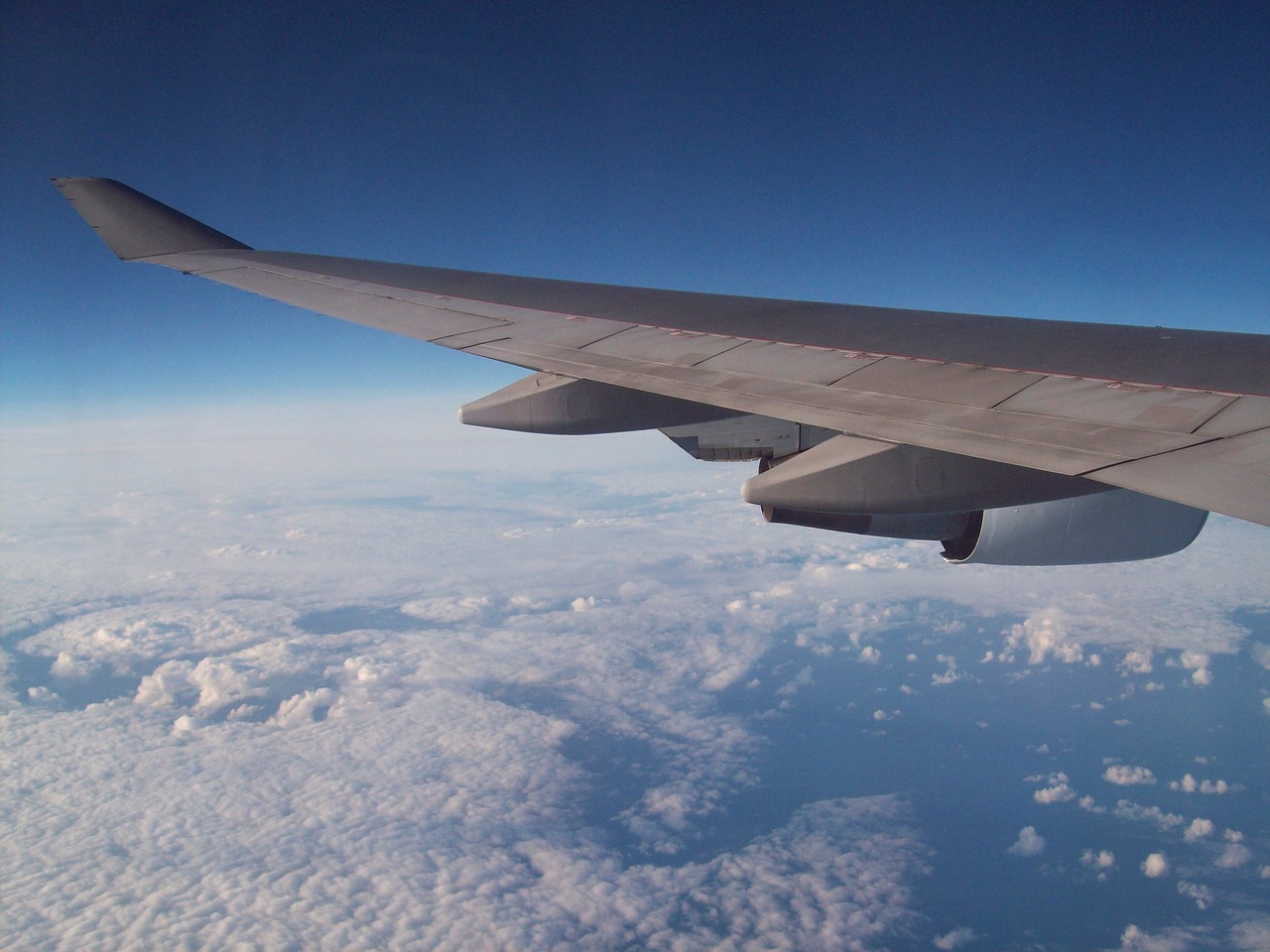 aircraft clouds flight free photo