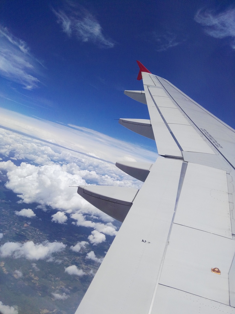 aircraft clouds wing free photo