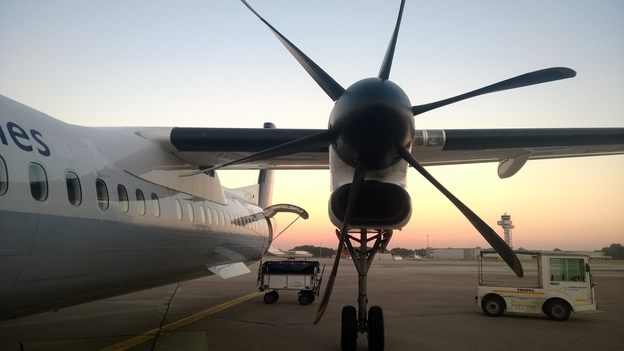 aircraft airport propeller free photo
