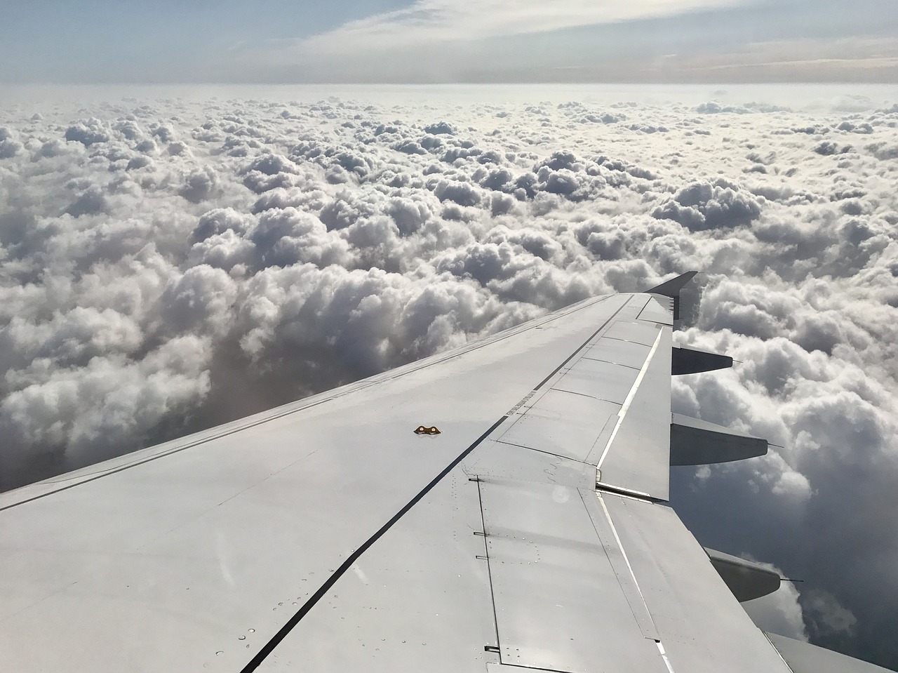 aircraft clouds sky free photo