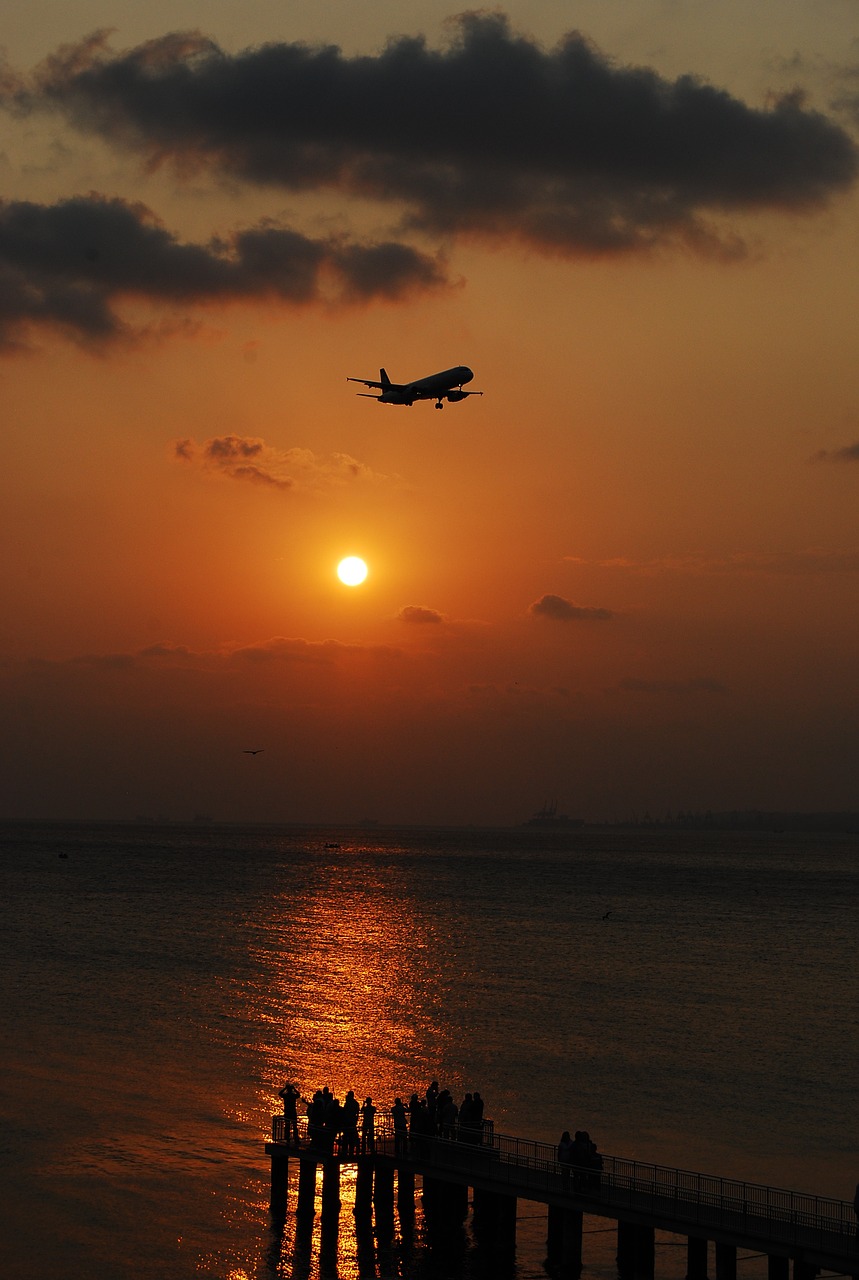 aircraft sunset landscape free photo