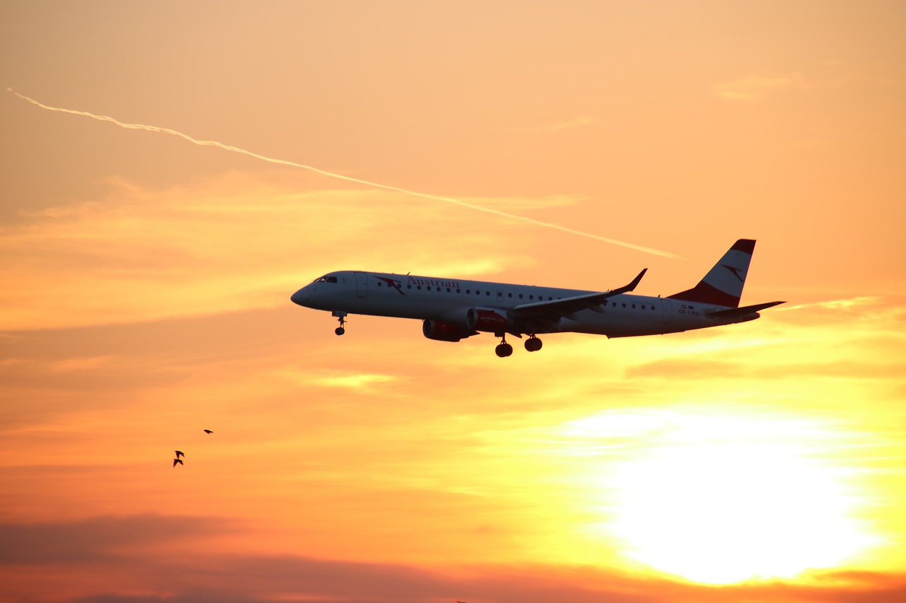 aircraft sunset evening sky free photo