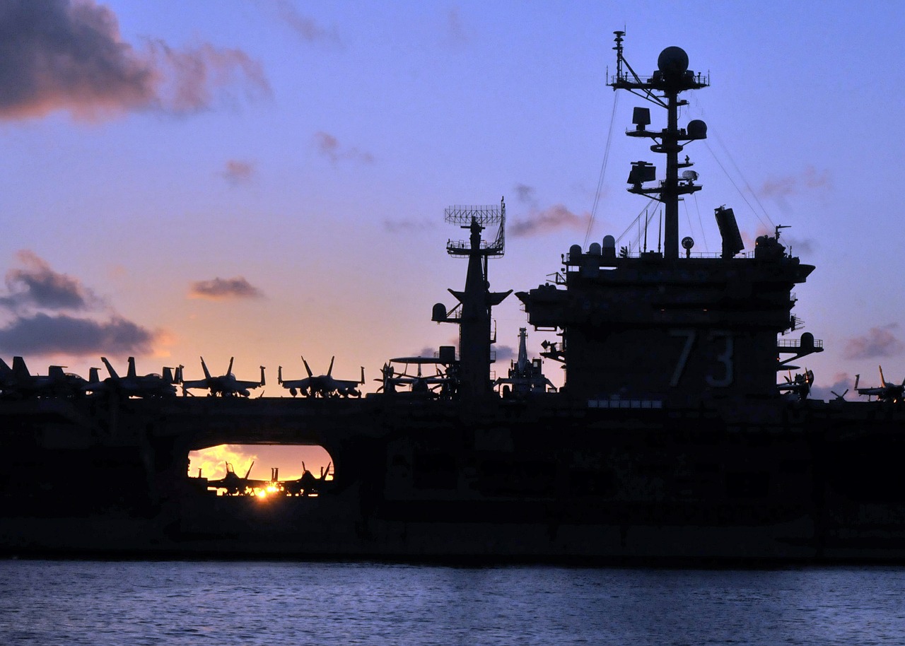 aircraft carrier military silhouette free photo