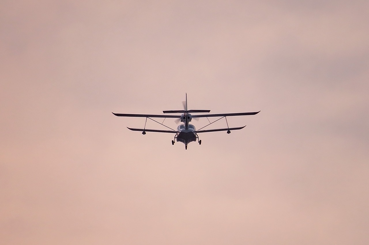 airplane flight sunset free photo