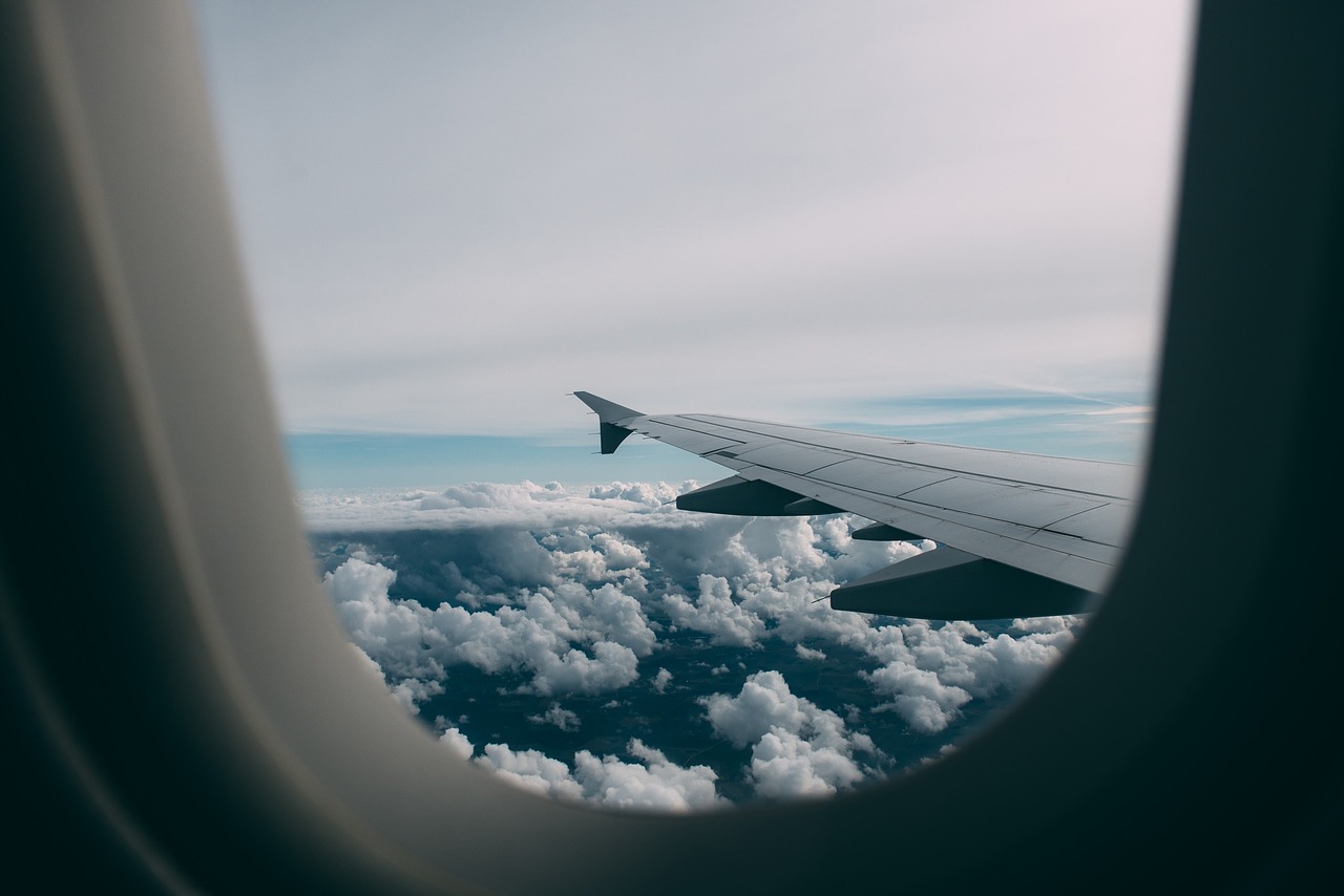 airplane window wing free photo